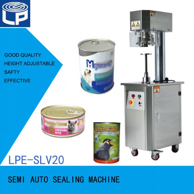 23cans/Min Pet Jar Sealing Machine , 2 Rollers Manual Tin Can Sealing